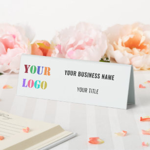 Custom Company Logo Name Text Info Table Tent Sign