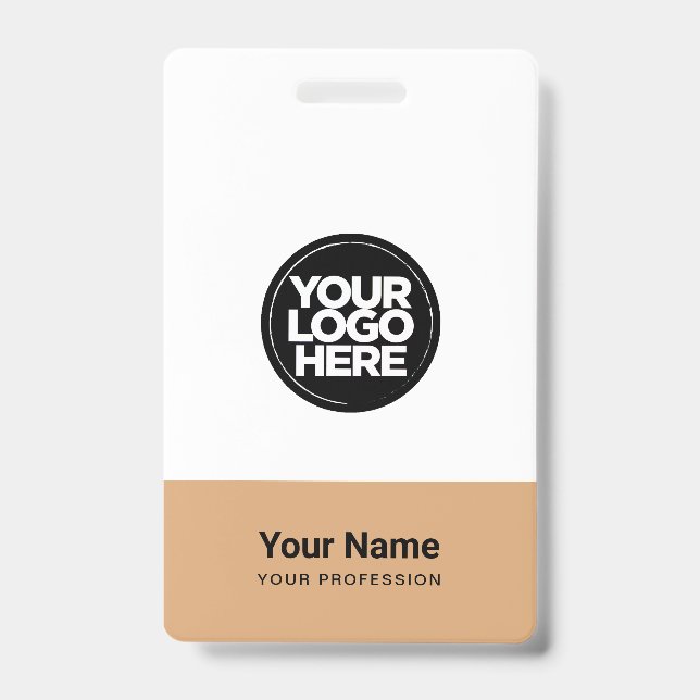 Custom Company Logo Name Title Bar Code ID Badge (Front)