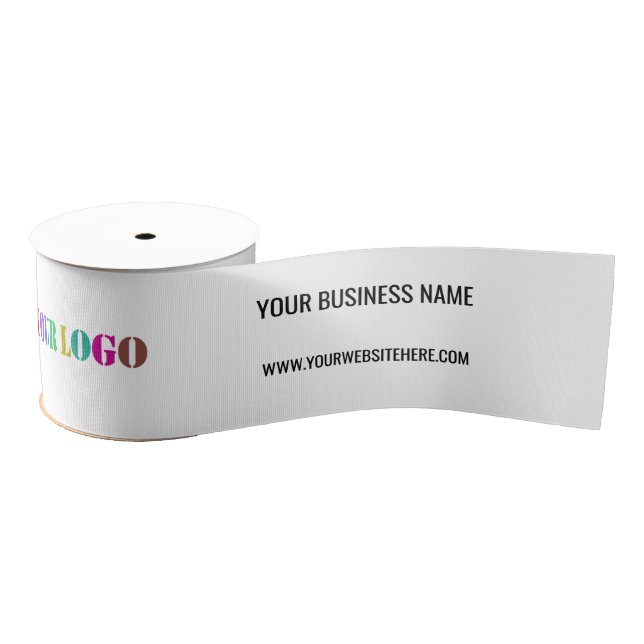Custom Company Logo Name Website Business Ribbon Grosgrain Ribbon (Spool)