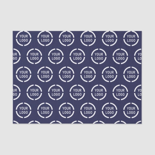 Custom company logo navy blue branded tissue paper (Front)