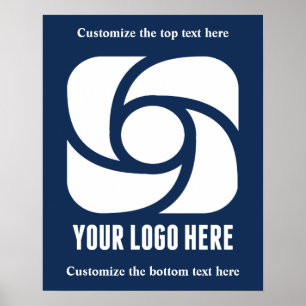 Custom Company Logo Navy Blue Business Marketing Poster