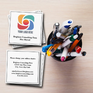 Custom Company Logo Our Office is Moving Square Business Card