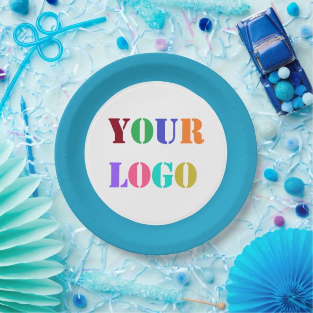 Custom Company Logo Paper Plates Choose Colour (Party)