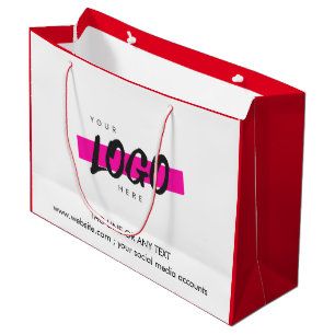 Custom Company Logo Pattern Text Promotional red Large Gift Bag