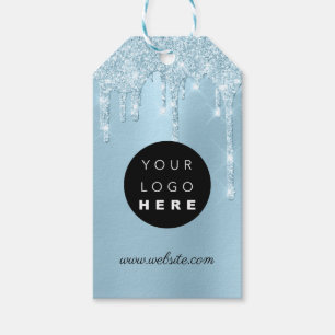 Custom Company Logo Product Description Blue Gift Tags