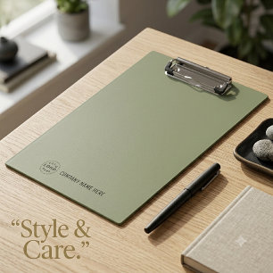 Custom Company Logo Professional Sage Green Clipboard