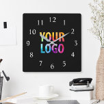 Custom Company Logo Promotional Branded Square Wall Clock<br><div class="desc">Add your custom business corporate logo to create a unique wall clock. Makes a great promotional giveaway or corporate gift for customers,  vendors,  employees or other special people. Choose from different clock shapes and sizes. No minimum quantity,  no setup fees.</div>