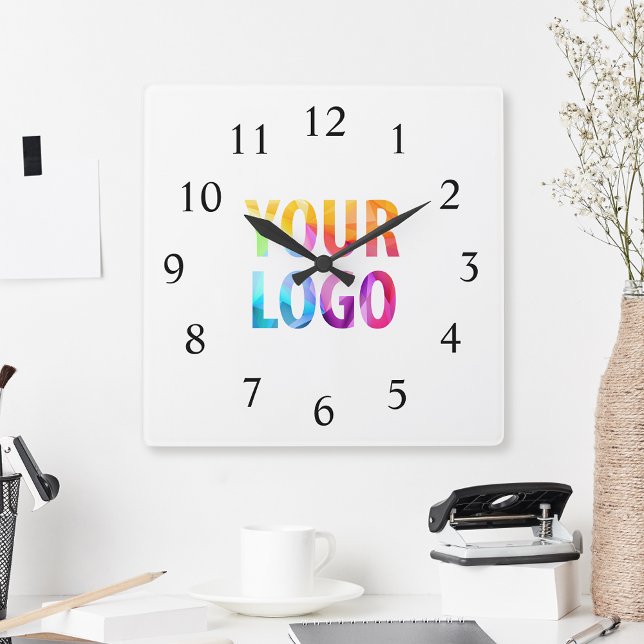 Custom Company Logo Promotional Branded Square Wall Clock (Creator Uploaded)