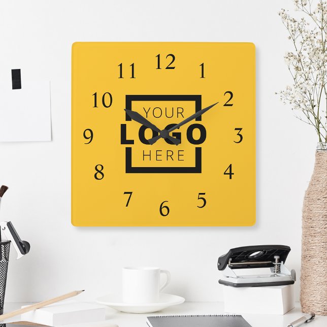 Custom Company Logo Promotional Branded Square Wall Clock (Creator Uploaded)