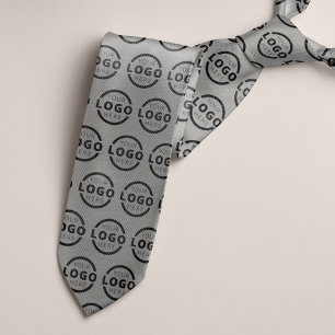 Custom Company Logo Promotional Business Grey Tie