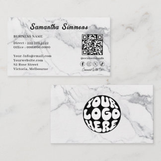 Custom Company Logo QR Code Employee Simple Trendy Business Card