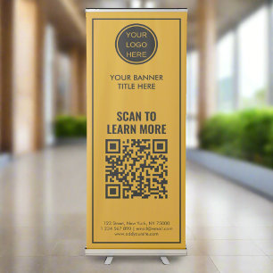 Custom Company Logo QR Code Marketing Yellow Retractable Banner