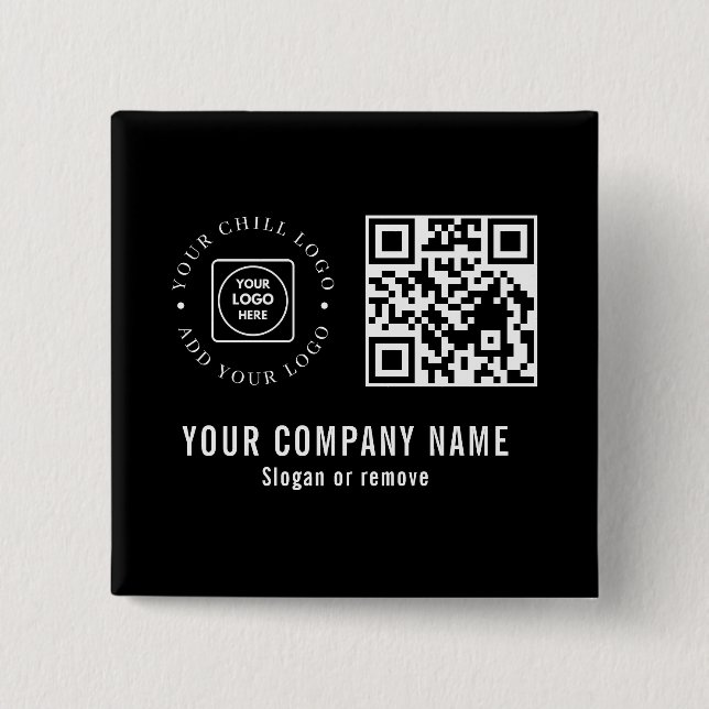 Custom Company Logo QR Code Minimalist Design 15 Cm Square Badge (Front)
