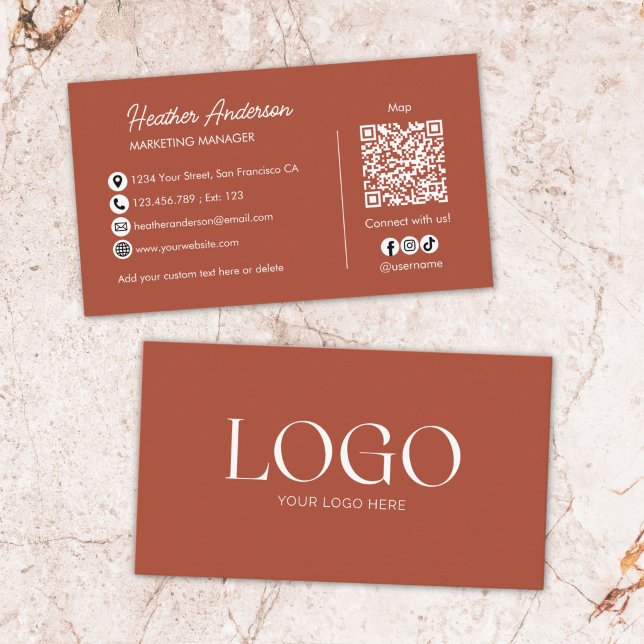 Custom Company Logo QR Code Modern Minimalist Business Card (Creator Uploaded)