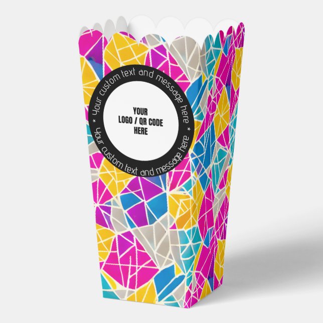 Custom Company Logo QR Code Text Colourful Favour Box (Back)