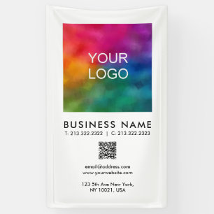 Custom Company Logo QR Code Vertical Promotional Banner
