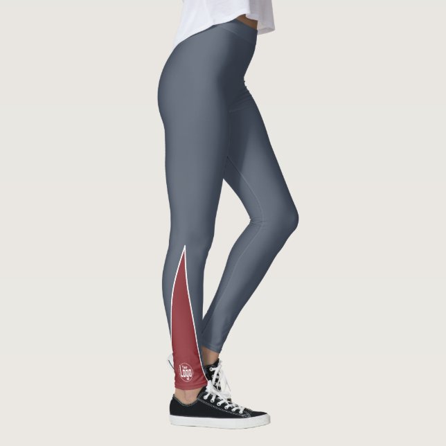Custom Company Logo Red Accent Grey  Leggings (Right)