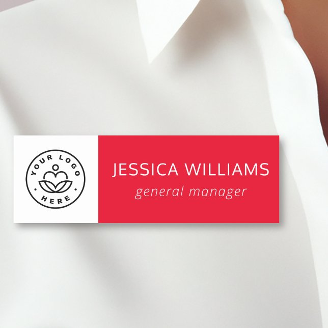 Custom Company Logo Red Employee Name Tag (Creator Uploaded)
