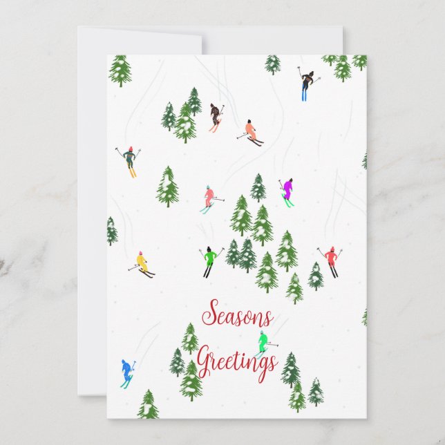 Custom Company Logo Skiing Business Christmas Holiday Card (Front)