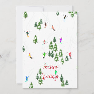 Custom Company Logo Skiing Business Christmas Holiday Card