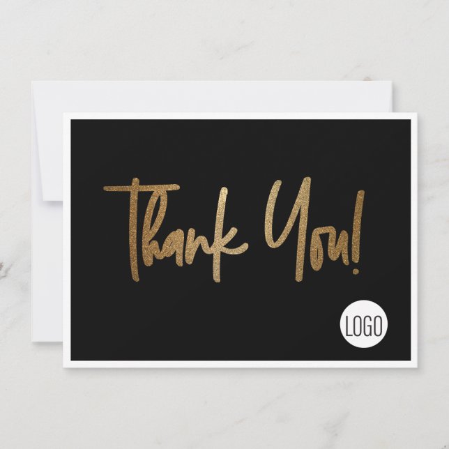 Custom Company Logo Social Faux Gold Black  Invitation (Front)