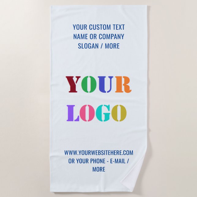Custom Company Logo Text and Colours Beach Towel (Front)
