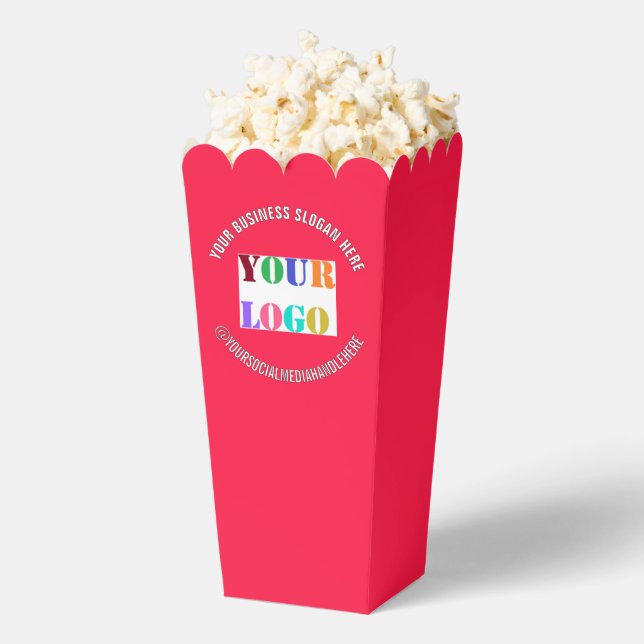 Custom Company Logo Text and Colours Popcorn Box (Popped)