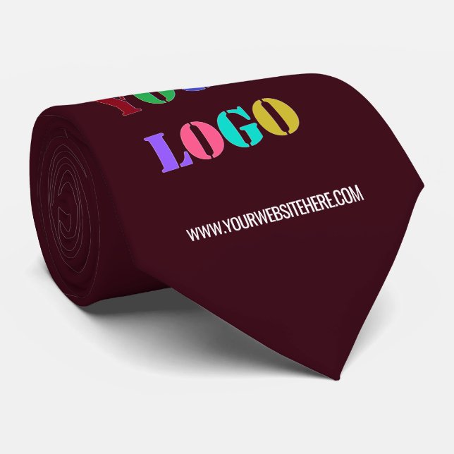 Custom Company Logo Text and QR Code Business Tie (Rolled)
