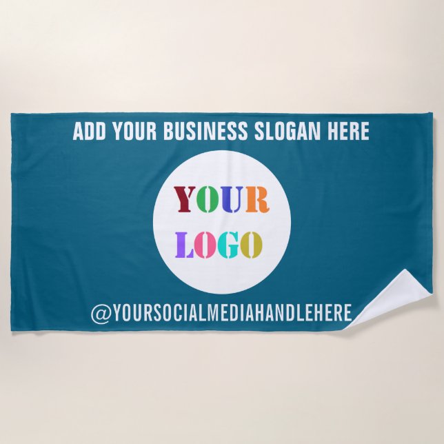 Custom Company Logo Text Beach Towel Choose Colour (Front)