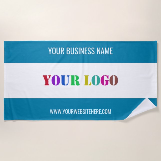 Custom Company Logo Text Beach Towel - Your Colour (Front)