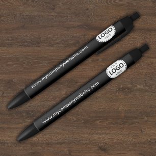 Custom Company Logo & Text Black Blue Ink Pen