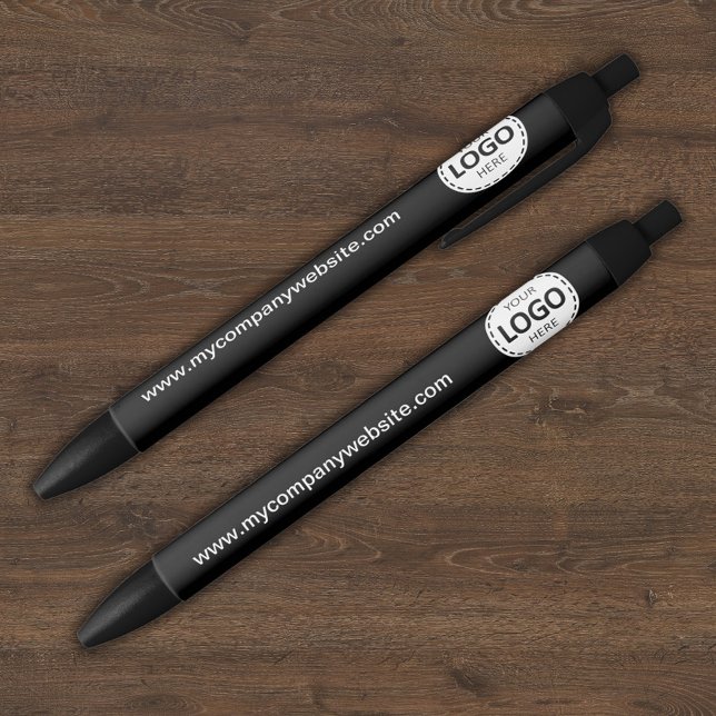 Custom Company Logo & Text Black Blue Ink Pen (Creator Uploaded)