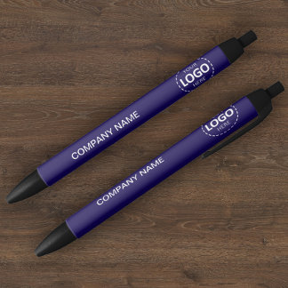 Custom Company Logo & Text Blue Pen