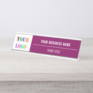 Custom Company Logo Text Business Desk Name Plate