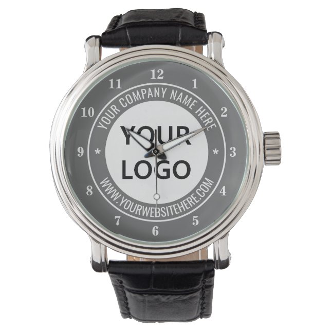 Custom Company Logo Text Business Gift Watch (Front)