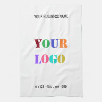 Custom Company Logo Text Business Kitchen Towel