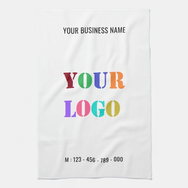 Custom Company Logo Text Business Kitchen Towel (Vertical)