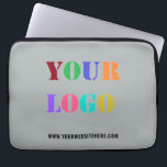 Custom Company Logo Text Business Laptop Sleeve<br><div class="desc">Custom Colours and Fonts Laptop Sleeves - Personalised Laptop Sleeves with Your Company Logo and Website or Custom Text Promotional Business Laptop Sleeve - Add Your Logo / Image or QR Code - Photo / and Website or Custom Text / Information - Resize and move elements with Customisation tool. Choose...</div>
