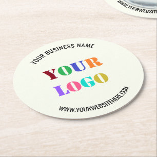 Custom Company Logo Text Business Paper Coasters