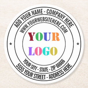 Custom Company Logo Text Business Paper Coasters