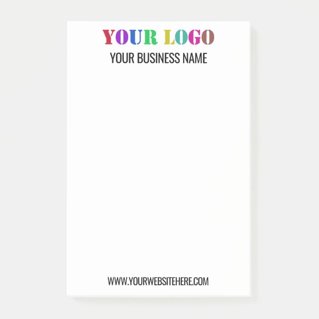 Custom Company Logo Text Business Post-it® Notes (Front)