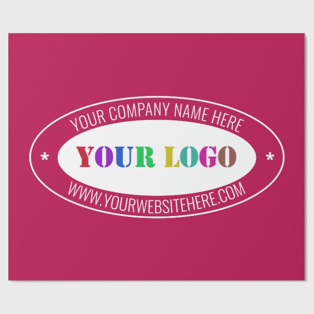 Custom Company Logo Text Business Wrapping Paper (Flat)