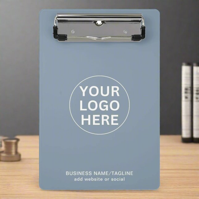 Custom Company Logo & Text Dusty Blue Promo Mini Clipboard (Creator Uploaded)