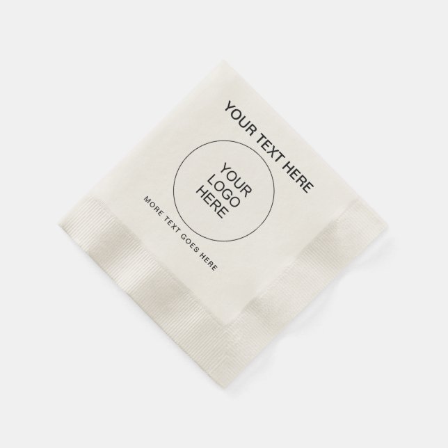 Custom Company Logo Text  Ecru Coined Cocktail Napkin (Corner)