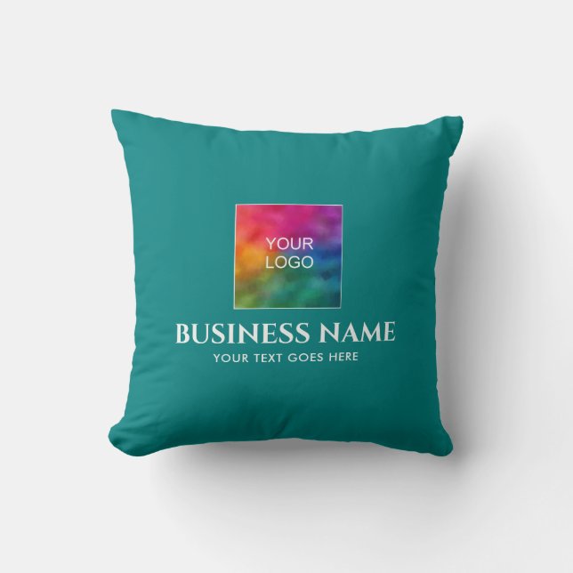 Custom Company Logo Text Elegant Template Square Cushion (Front)