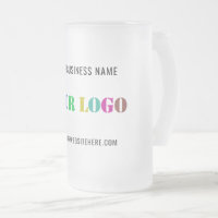 Custom Company Logo Text Frosted Glass Beer Mug