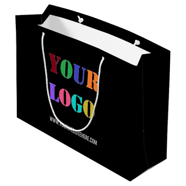 Custom Company Logo Text Gift Bag - Choose Colours (Back Angled)