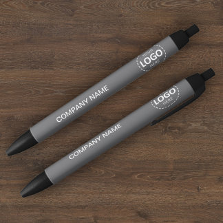 Custom Company Logo & Text Grey Pen
