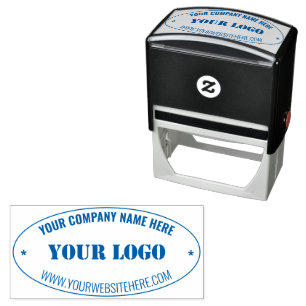 Custom Company Logo Text Info Oval Stamp Example