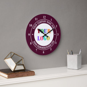 Custom Company Logo Text Name Business Clock